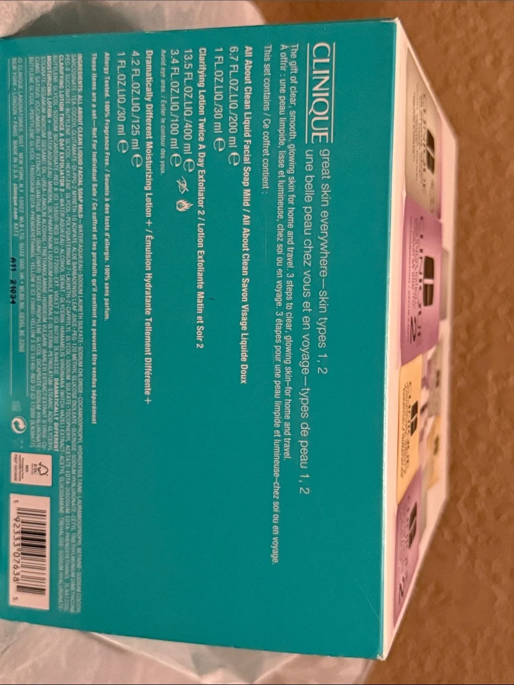 NWT Clinique Great Skin Everywhere- Skin Type 1, 2.. Never unpacked. 6 piece kit